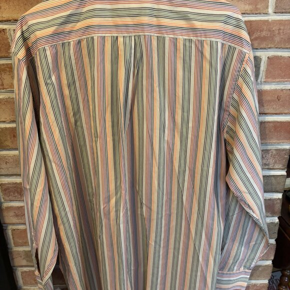 Peter Millar Mens Extra Large Multicolor Striped Cotton Button-Up Shirt - Picture 2 of 6